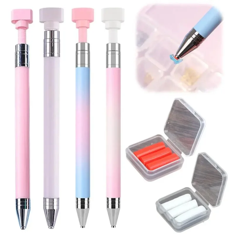1pcs Gradient Diamond Painting Pens with Wax Refillable Wax Pen Rotating Glue Point Drill Pen for Nail Art Rhinestones Tools