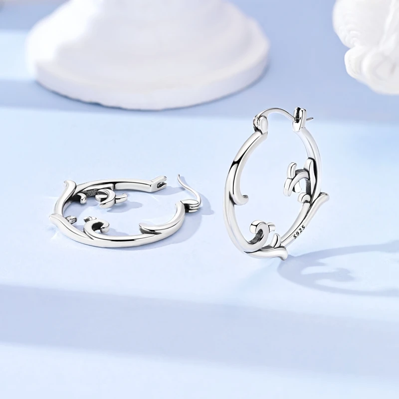 Hot Sale 925 Sterling Silver Earring Dolphin Cheetah Panda Cat Blue Eye Hoop Earrings Fit Women Girl Party Fine Jewelry Gifts - view 3