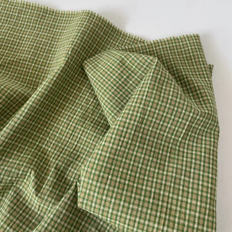 

Green cotton fabric for blouse dress clothing diy fabric