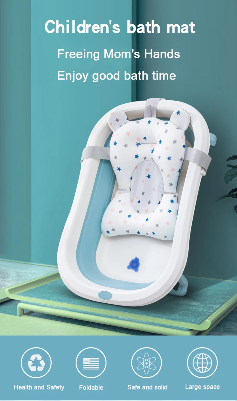 Baby Bad Sitz Unterstützung Matte Infant Anti-Slip Weichen Komfort Körper Kissen Faltbare Baby Badewanne Pad Stuhl Neugeborenen Badewanne kissen – Detail 1