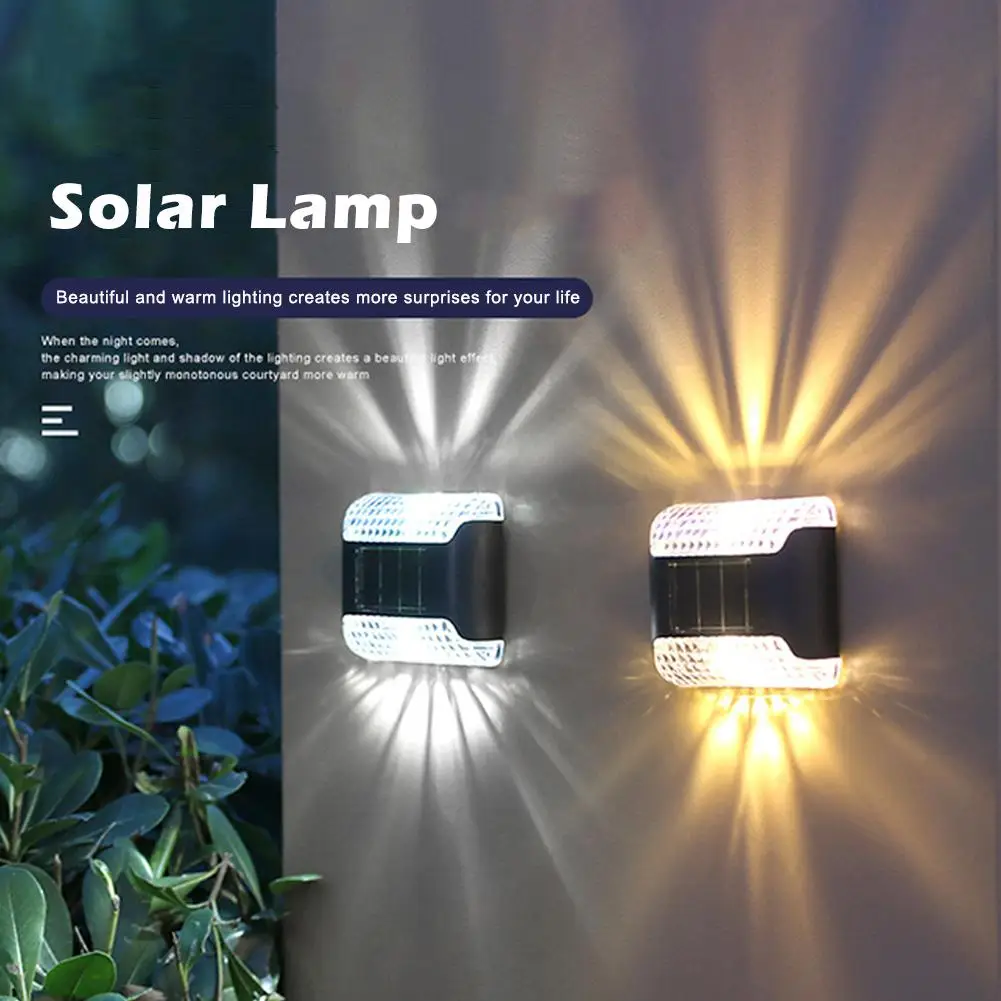 Lámpara LED Solar de pared impermeable, farola luminosa para decoración de balcón y patio, iluminación para porche y hogar, E0E5