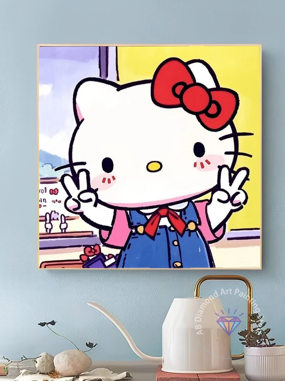 Sanrio New Cute Hellokitty Student AB Diamond Painting Inlaid Diamond Embroidery 5DDIY Home Decoration Children's Gift