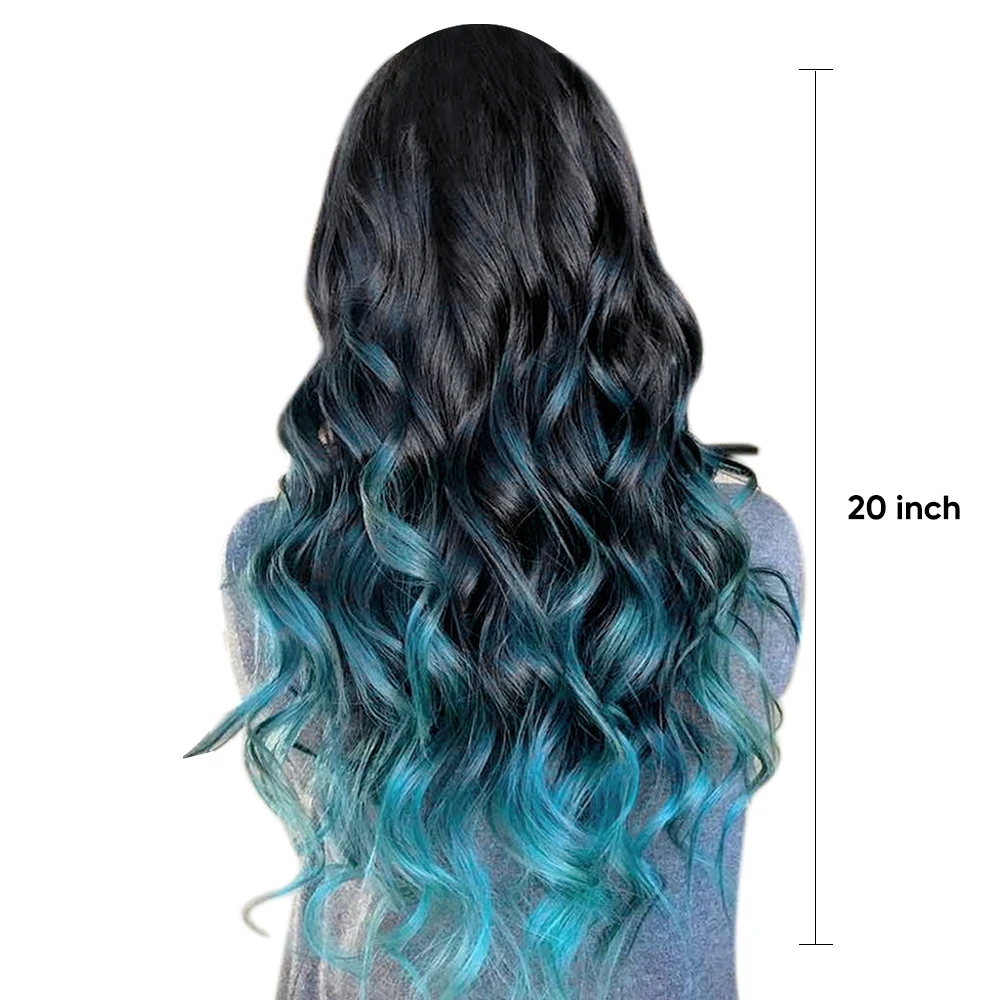 High Quality Synthetic Hair Extensions Colourful Vendors Fiber Clip in Ombre Seamless Clip Long Wavy Hair Extensions for Women
