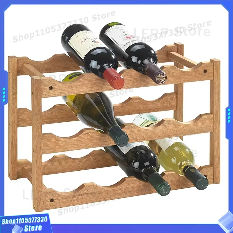 Solid Wood Wine Rack Bar Cabinet Storage Shelf for Home Kitchen Display Stand Modern Furniture Organizer Bottle Holder Unit