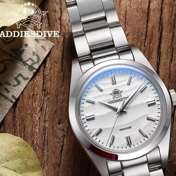 

Часы ADDIESDIVE, 36 мм, кварцевые, роскошные, простые, с текстурированным циферблатом в стиле пустыни, из нержавеющей стали 316L, водонепроницаемые до 100 м, Relogios Masculino