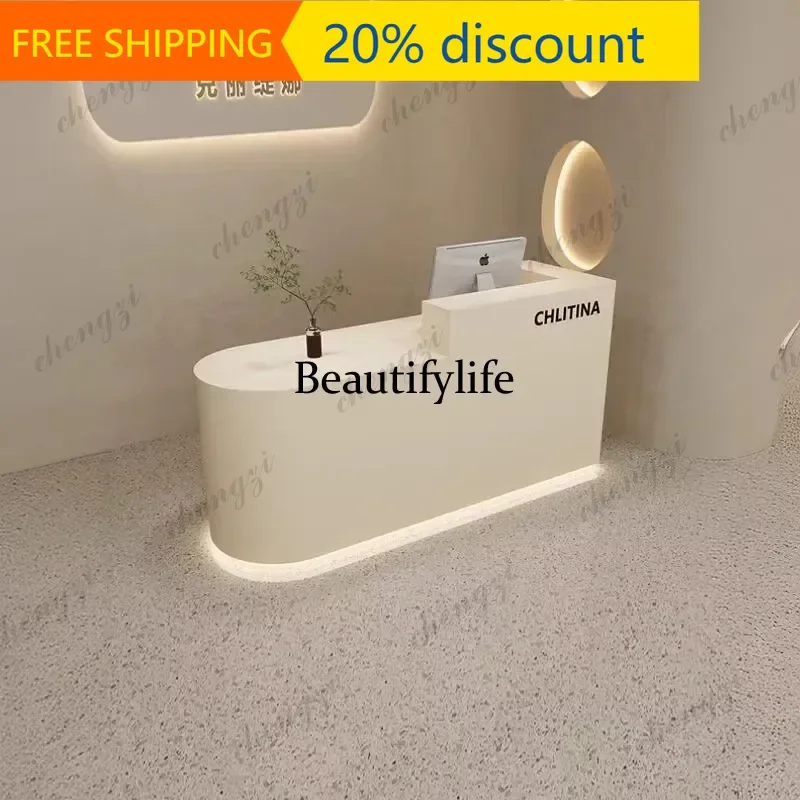 132 Deep Storage Front Desk Reception Counter Boutique Business L Shaped Reception Desks Beauty Salon Mostrador Recepcion Furnit