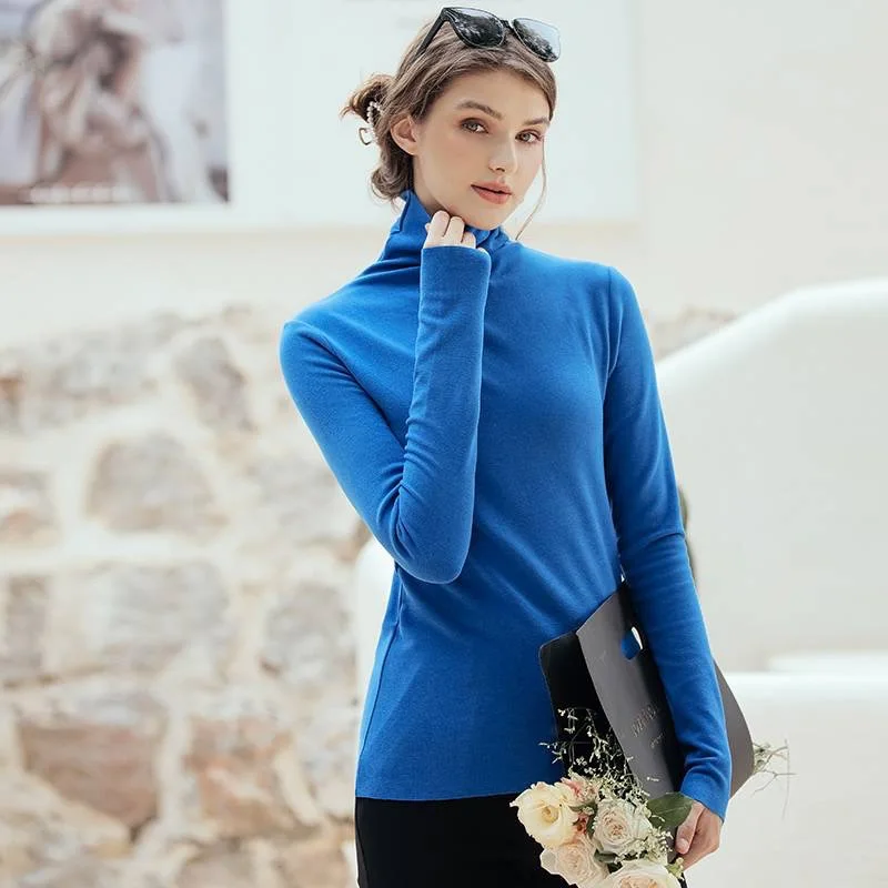 Cashmere Knit Soft Fine Yarn Turtleneck Pullover Sweater Fashion Comfortable Subcoating Knitwear Women