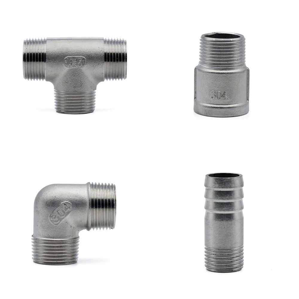 

1/8" 1/4" 3/8" 1-1/4" 1-1/2" 1/2" 3/4" 2" 1" BSP 304 Stainless steel three-way type/elbow Threaded butt adapter pipe fittings