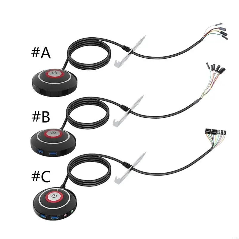 F68C Desktop PC Computer for Case Power Supply Supplies on/Off Reset Push Button Reset Switch with 1.6m Cables