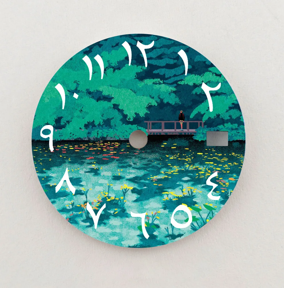 Nh35 dial cenário natural dial 28.5mm algarismos árabes dial caber nh35/36 movimento relógio peças de reposição acessórios logotipo personalizado