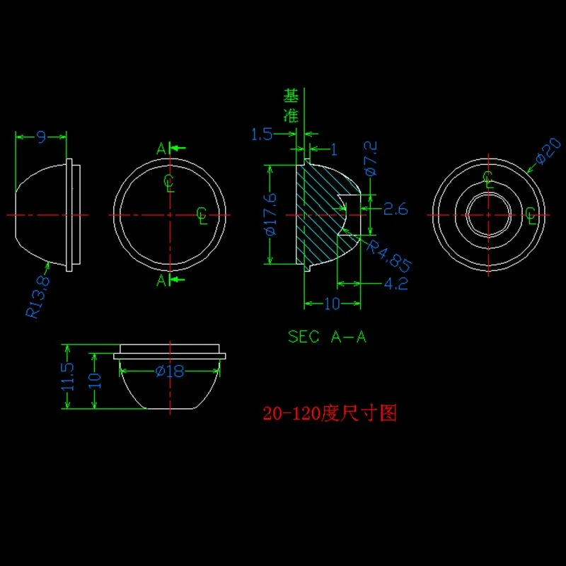 Universe Grocery Store Led Lens, Single 20mm90 Degree 120 Degree Smooth Lens 1W High Power Imitation Lumen Lens, Acrylic 100pcs