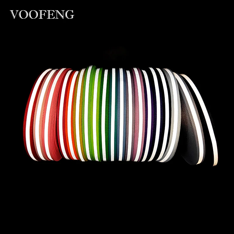 

VOOFENG Colorful High Intensity Reflective Vinyl Iron on Ribbon Warning Tape Sewing on Fabric Reflector Strap Webbing RS-11RW