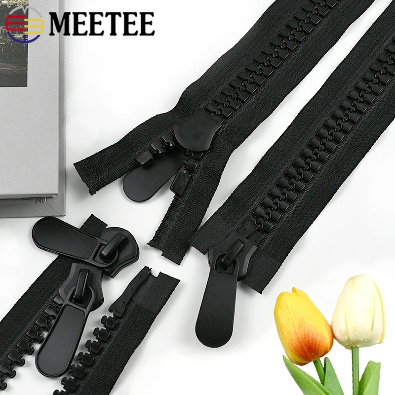 

2Pcs 50-150cm 20# Extra Large Resin Zipper Double Slider Open End Zip Coat Tent Long Zips Sleeping Bag Zippers for Sewing Repair