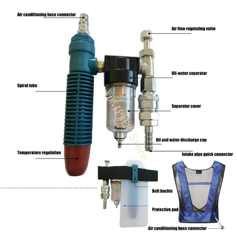 Chaleco helado chaqueta fría ajustable soldadura aire acero chaleco enfriamiento comprimido D08E