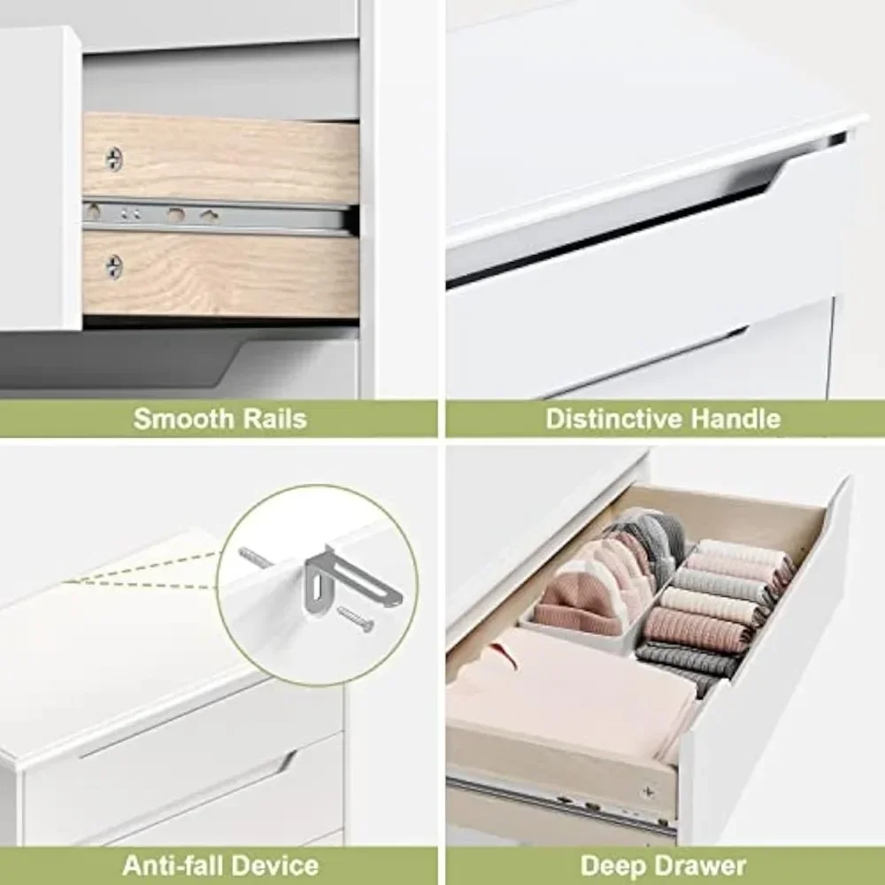 4 Drawer Dresser, White Chest of Drawers with Large Storage Capacity, Bedroom Dressers and Organizer image 5