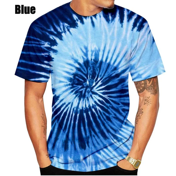 Vintage T Shirts For Men Tie Dye Pattern 3D Printed Short Sleeve Fashion Oversized T-shirt Casual Men\'s Clothing