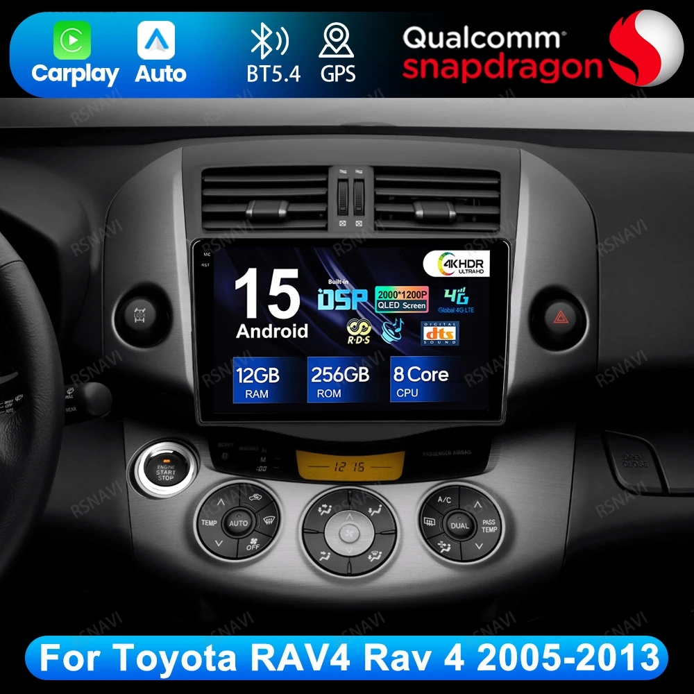 

Android 15 For Toyota RAV4 Rav 4 2005-2013 Multimedia DSP Autoradio Stereo BT DVD Wireless Carplay Auto 5G WIFI Viedo Player GPS