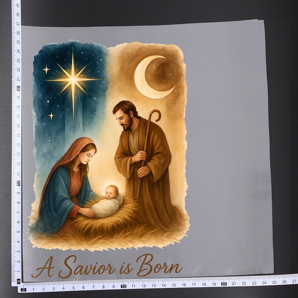 25CM Christmas Christian JOY Virgin Mary Heat Transfer Patches For Clothes DIY A-Level Washable Shirt Iron-on Thermal Sticker