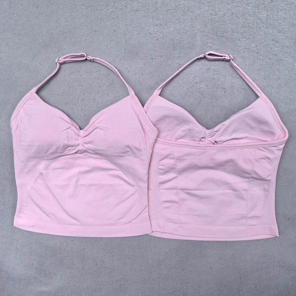 2 Pieces Women Yoga Set Seamless Adjustable Strappy Tank Top Scrunch Sports Shorts Gym Clothes Woman Summer Workout Outfits - Image 5