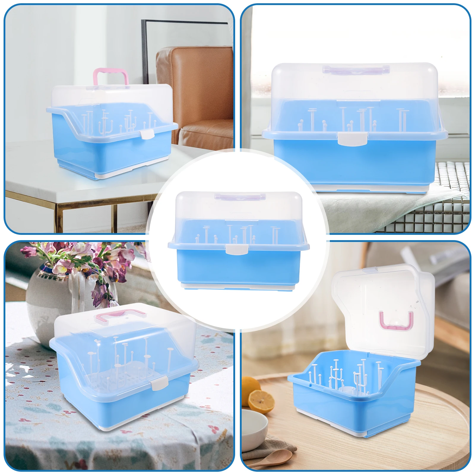 

Premium Storage Box Milk Bottle Drying Rack With Drain Board Portable Products Organizer Plastic Container For