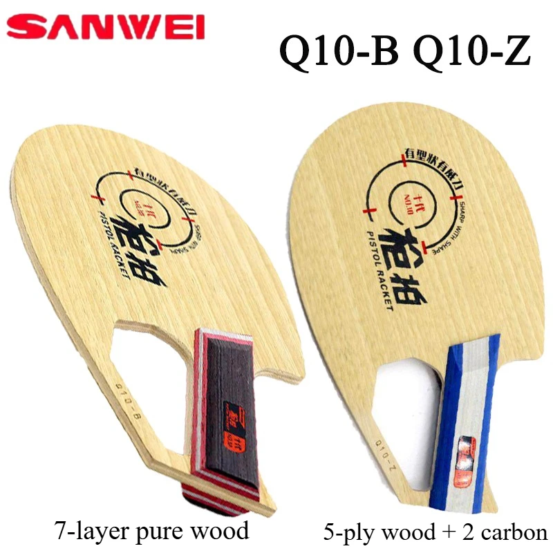 sanwei-ittf-approved-table-tennis-blade-q10-b-q10-z-carbon-fiber-pistol-shaped-7ply-pure-wood-5-wood-2-carbon-ping-pong-paddle