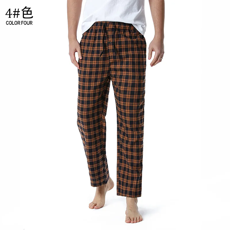 Men\'s Home Pants Cotton Super Soft Men Joggers Sweatpants Flannel Plaid Pajama Pants Red Green Blue Black White