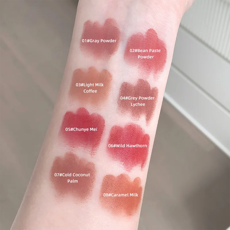 Caneta de batom em pó Gege Bear - à prova d'água, fácil deslizamento, inspiração coreana, elegância de baixa saturação