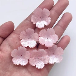 10Pcs/Lot New Acetic Acid Imitate Shell 26MM Pink Flower Beads Cap Resin Charm Connectors Diy Hair Jewelry Making Accessories