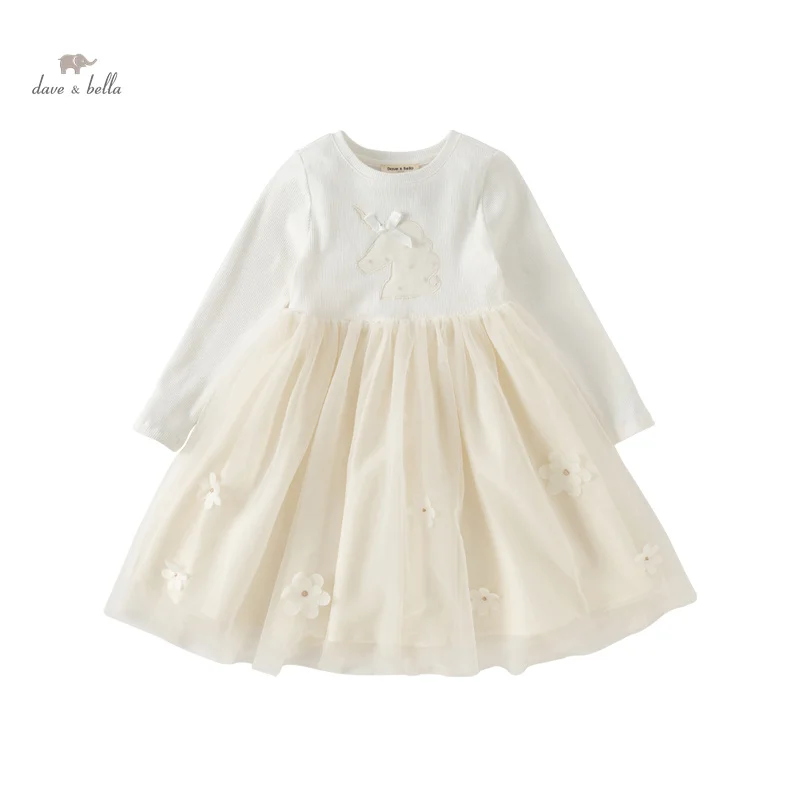 Dave Bella Girl's Dress Children's Kids' 2024 New Spring Princess Dress Charm Sweet Gentle Fashion Mesh Party Outdoor DK1248740