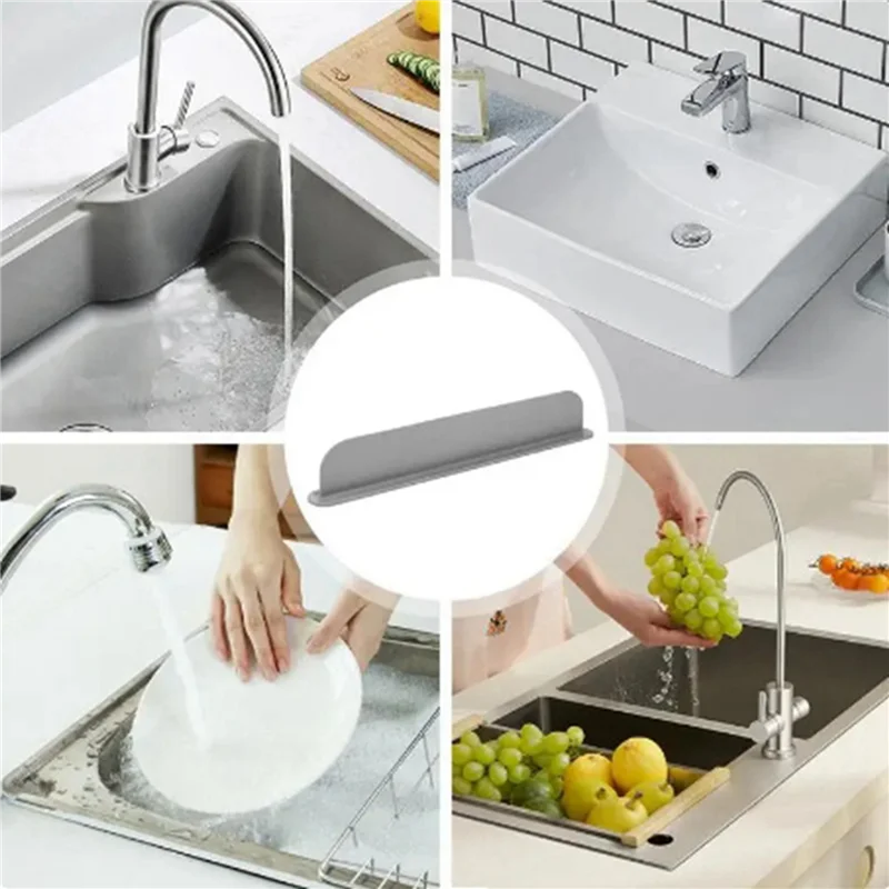 ABHB-2X Reusable Sink Splash Guard Silicone Countertop Water Baffle Prevent Water Splashing Out Board Bathroom Kitchen Tool