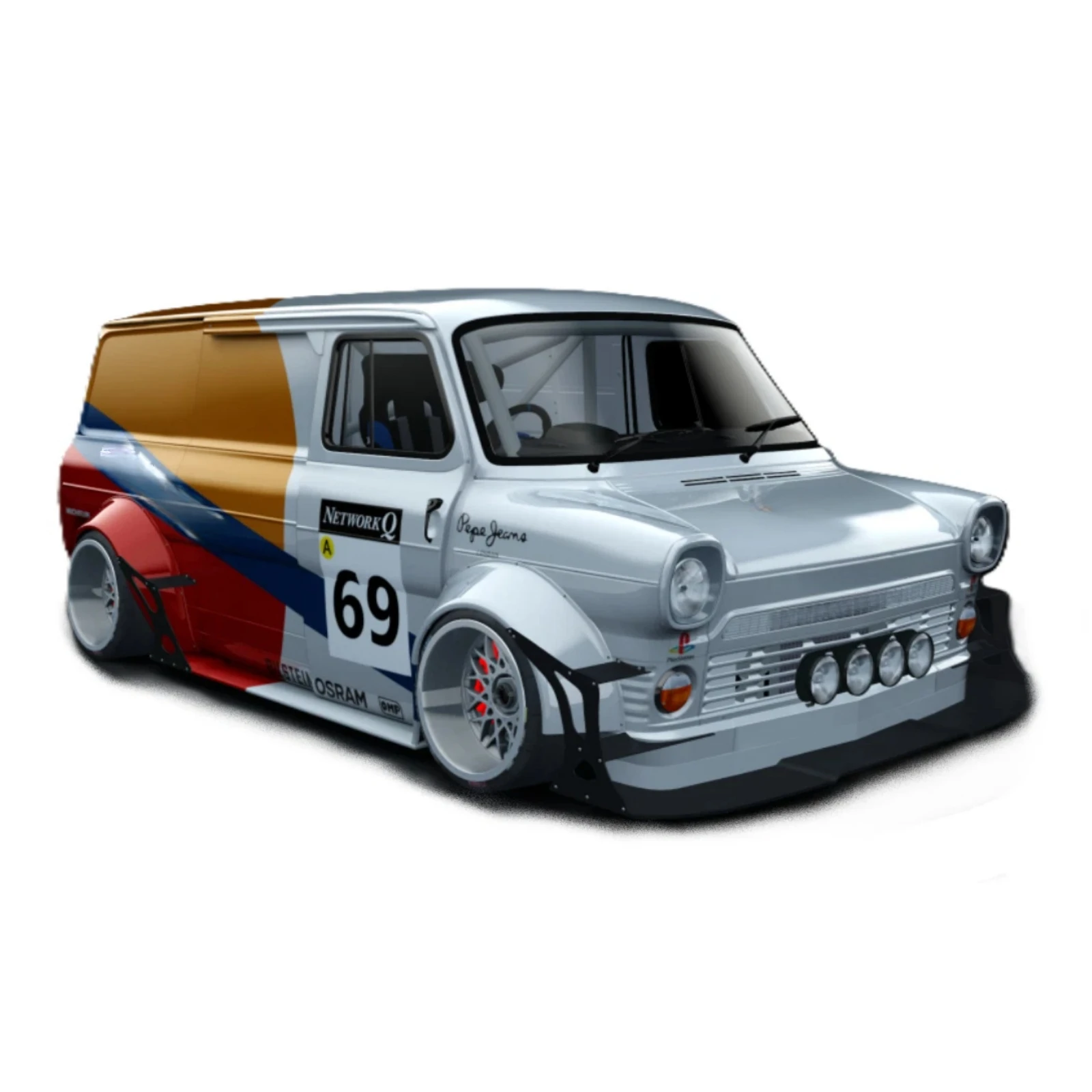 1/10 Scale Transit Super Van RC Drift Car Polycarbonate Clear Body Shell With Decals (257mm Wheelbase/190mm Width)