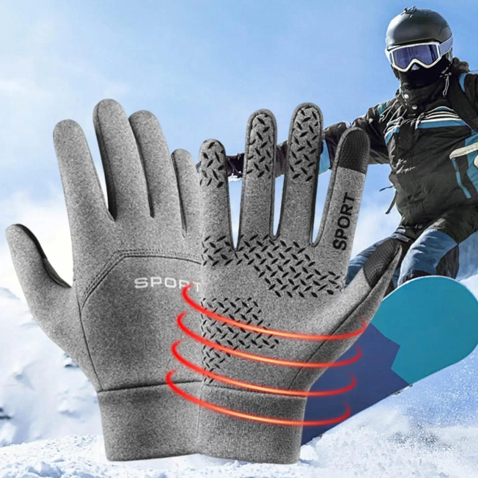 

USB Heated Gloves 3 Settings USB Touchscreen Warm Gloves Thickened Thermal Mittens For Winter Skiing Outdoors Camping Driving