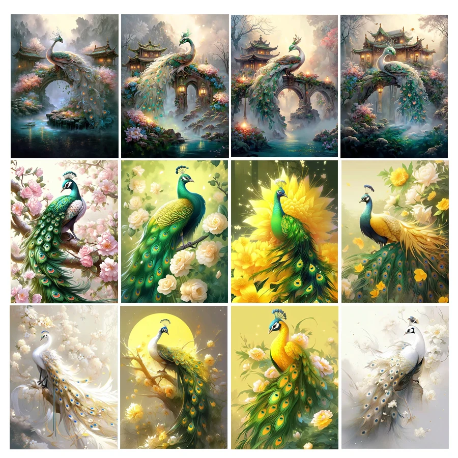 Full Drill Animals Beautiful Peacocks Bridge 5d Diy Diamond Painting Jewelry Mosaic Cross Stitch Embroidery New Arrival W550