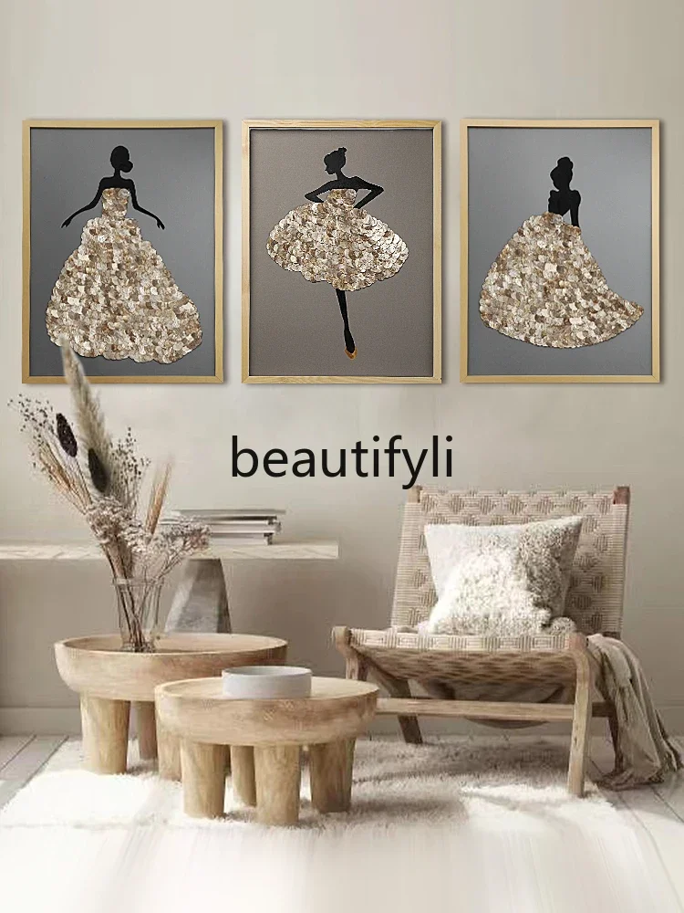 Living room sofa background wall triptych bedroom bedside high-end wall hanging painting