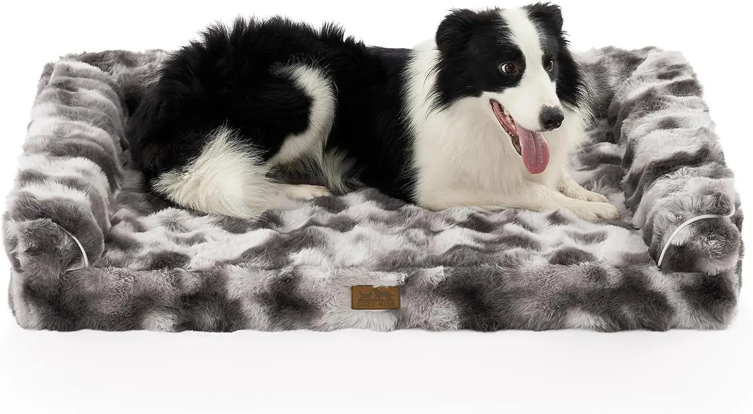 

Faux Fur Orthopedic Dog Bed, Large Dog Bed, Supportive Foam Pet Sofa with Waterproof Lining Cover, Washable U-Shaped Pet
