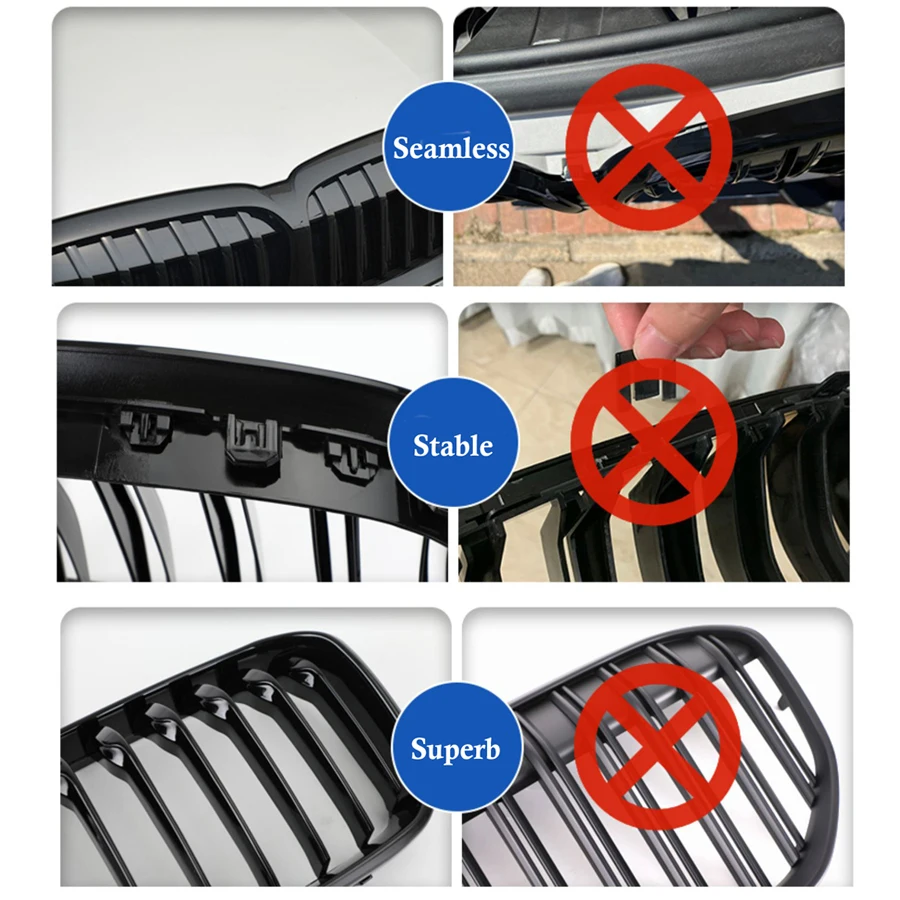 Car Front Grille Racing Grills Gloss Black For BMW 1 Series F20 M140i 118d F21 PreLCI LCI
