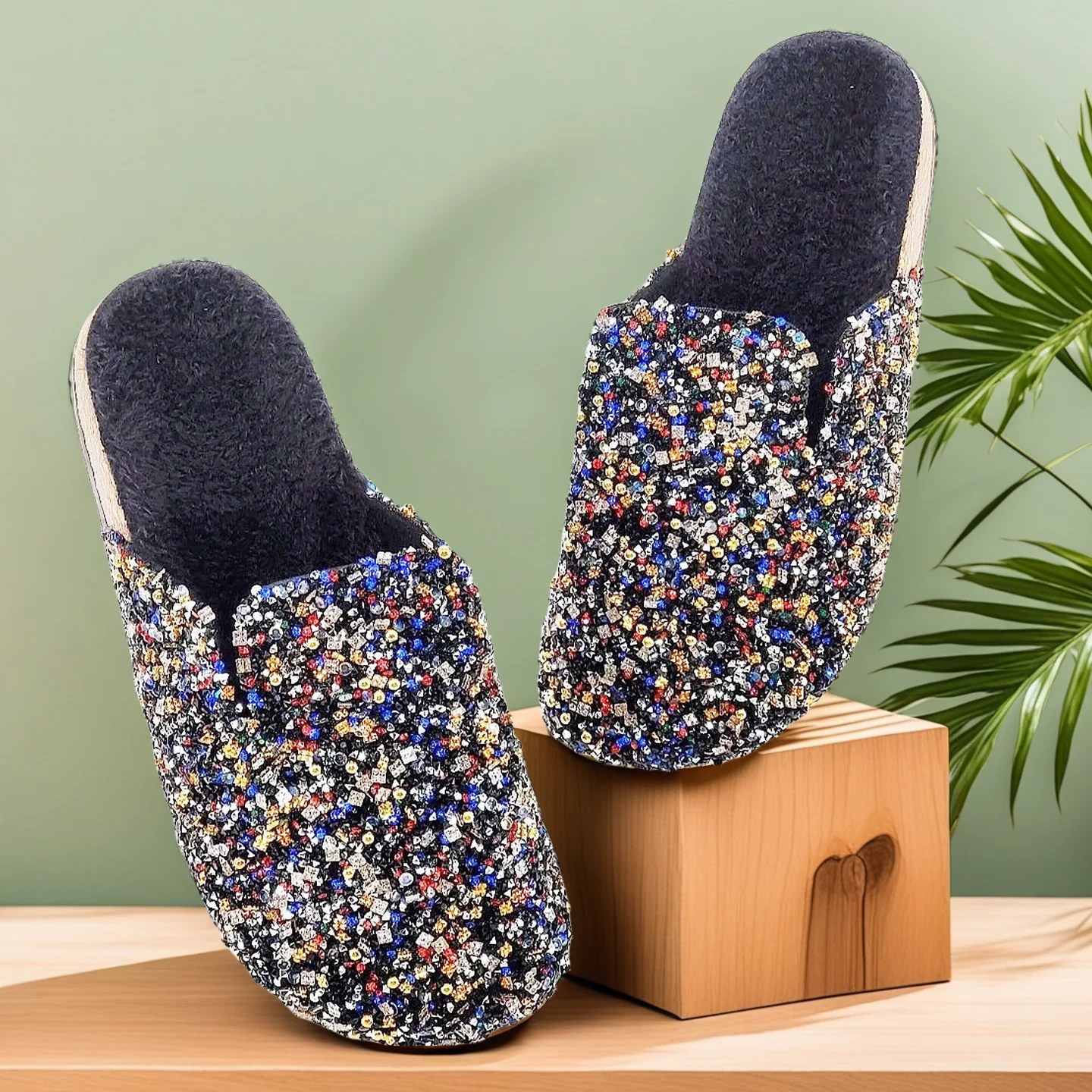 

Модные летние универсальные сандалии, повседневные сандалии на мягкой подошве, сабо, современные тапочки с разноцветными стразами