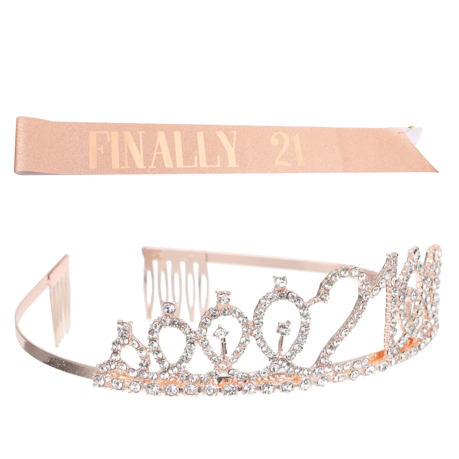 

1 Set Birthday Crown Set Ultra Delicate Etiquette Decorative Cloth Sash For Birthday Party Supplies Adornment Sash Party Favor