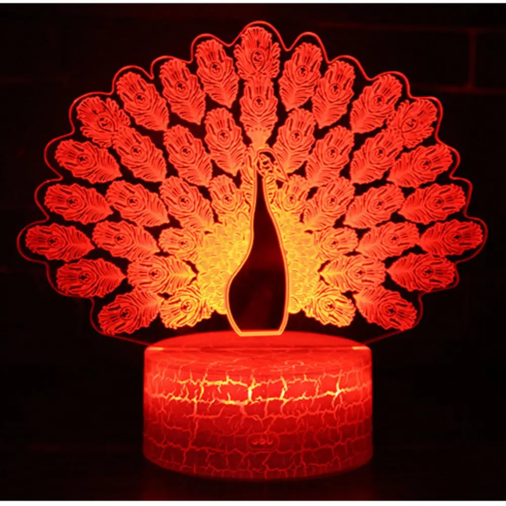 Nighdn Peacock Night Light para niños, decoración de dormitorio, lámpara de mesa USB táctil, luz nocturna Led para niños, regalos que cambian de