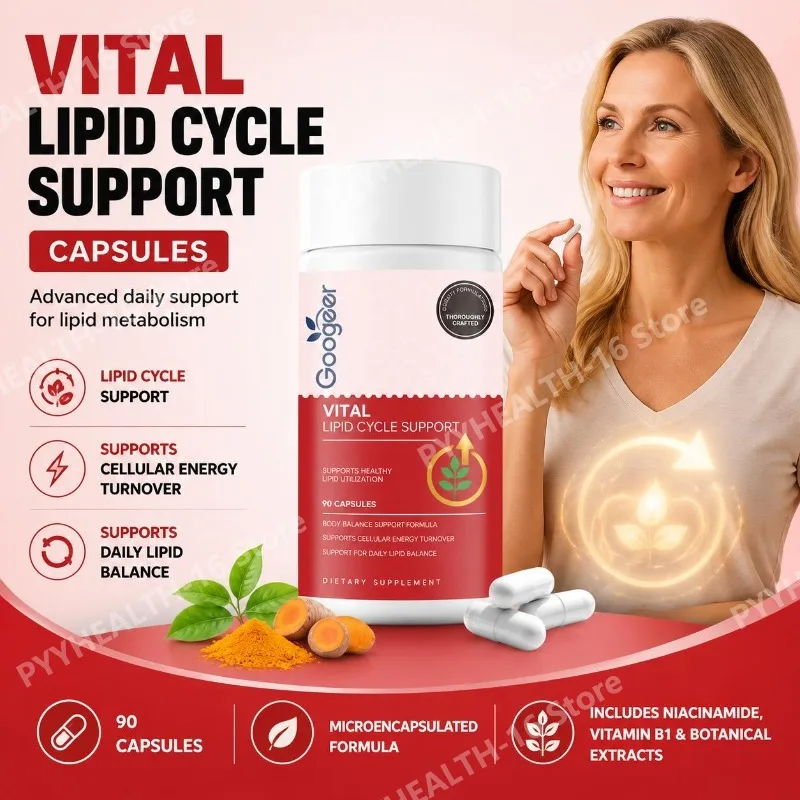 Googeer Lipid Cycle Support Capsules with Niacinamide and Vitamin B1 for Lipid Balance and Cellular Energy Turnover 90 Capsules