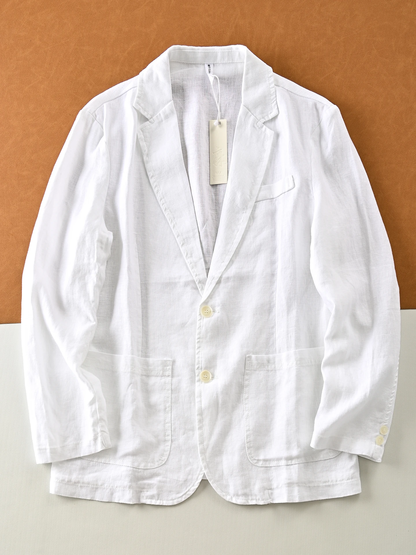 

00% Linen Men's Casual Suit Jaet Moisture ng Comfortable for Commuting Faionable Loose Fit Autumn Season