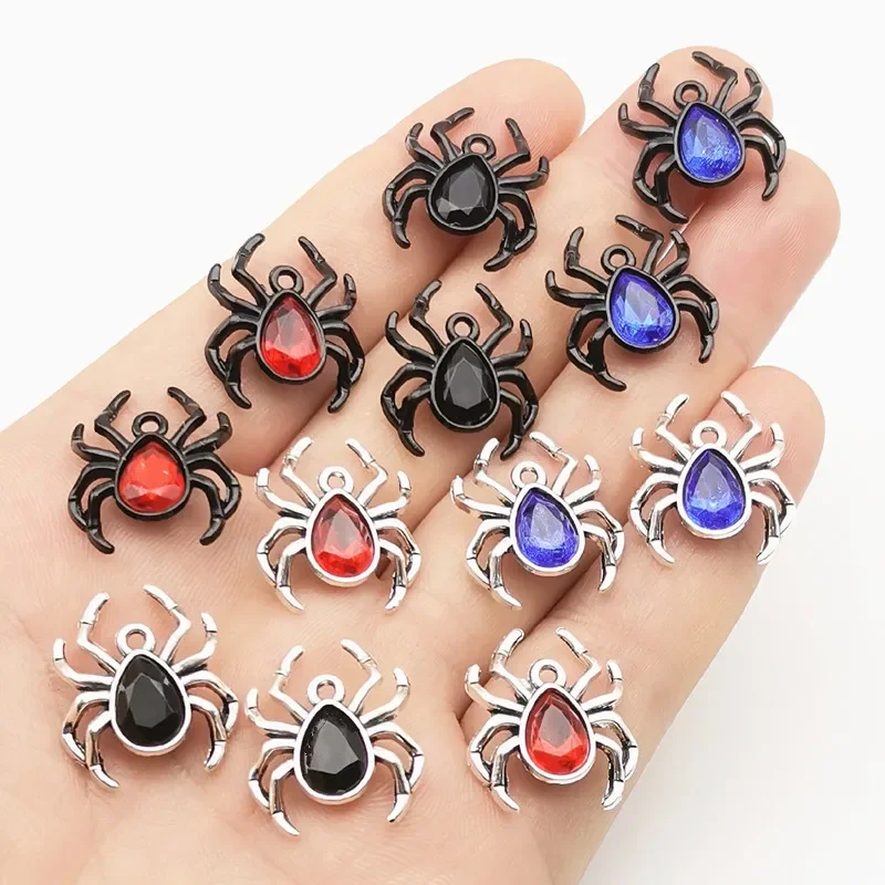 10 Uds. Colgante de araña roja sangre colgante de tarántula gótica, Wiccan, bruja, espeluznante lindo, Halloween, accesorios de joyería hechos a mano