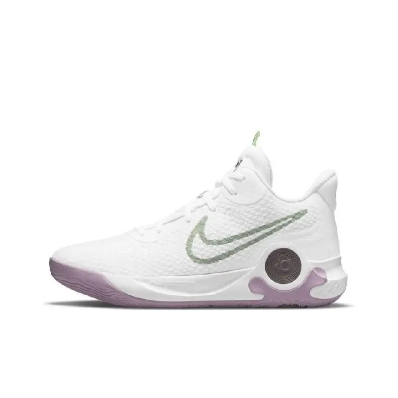 【ปรับแต่ง】Nike KD Trey 5 IXรองเท้าบาสเก็ตบอลวินเทจUnisex Mid-Topสีขาว/สีม่วงรองเท้าผ้าใบรองเท้าDJ6922-100