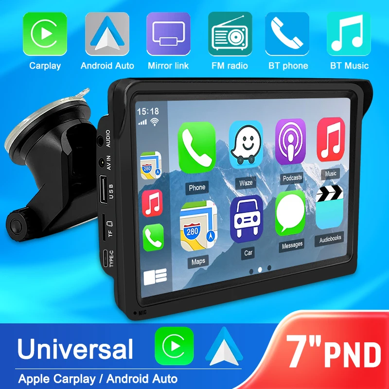 Ahoudy Universal 7inch Car Radio Multimedia Video Player Portable Wireless CarPlay Android Auto Touch Screen For BMW VW KIA