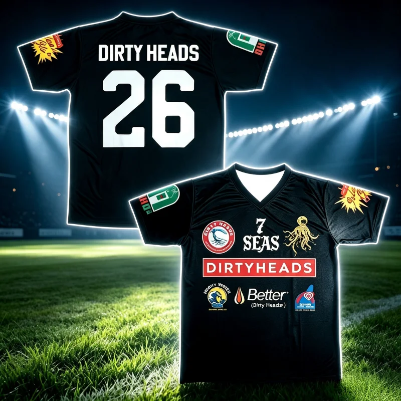 2026 New Dirty Heads 7 SEAS V-Neck Jersey Breathable Reggae Vintage Street-wear Sports Retro Ocean Graphic Top Family Kids Tees