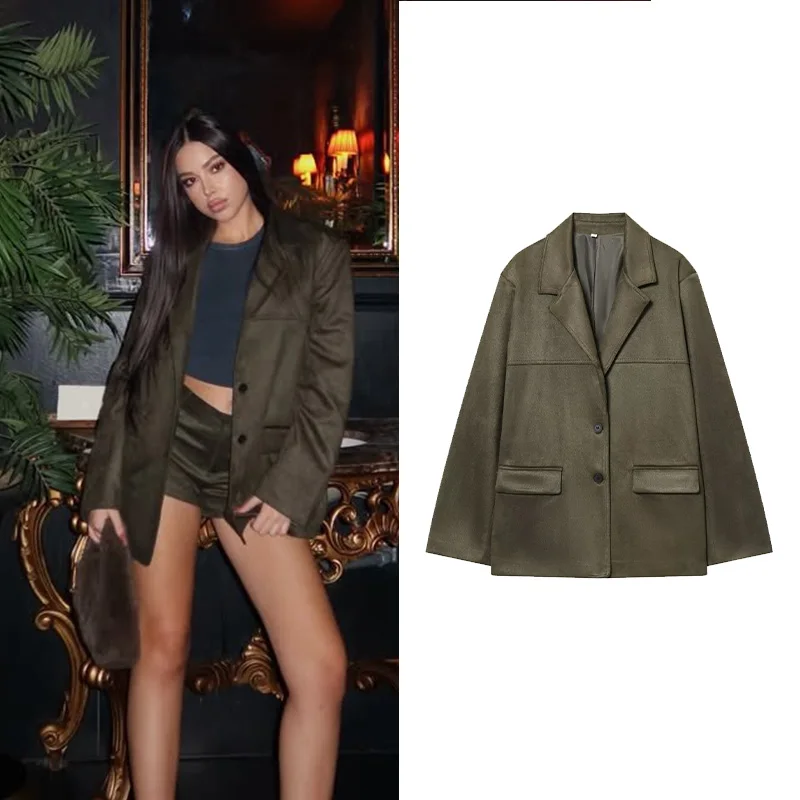 

HipSeam женский пиджак из искусственной замши осенний отложный воротник с длинным рукавом женские повседневные пальто шикарные женские топы