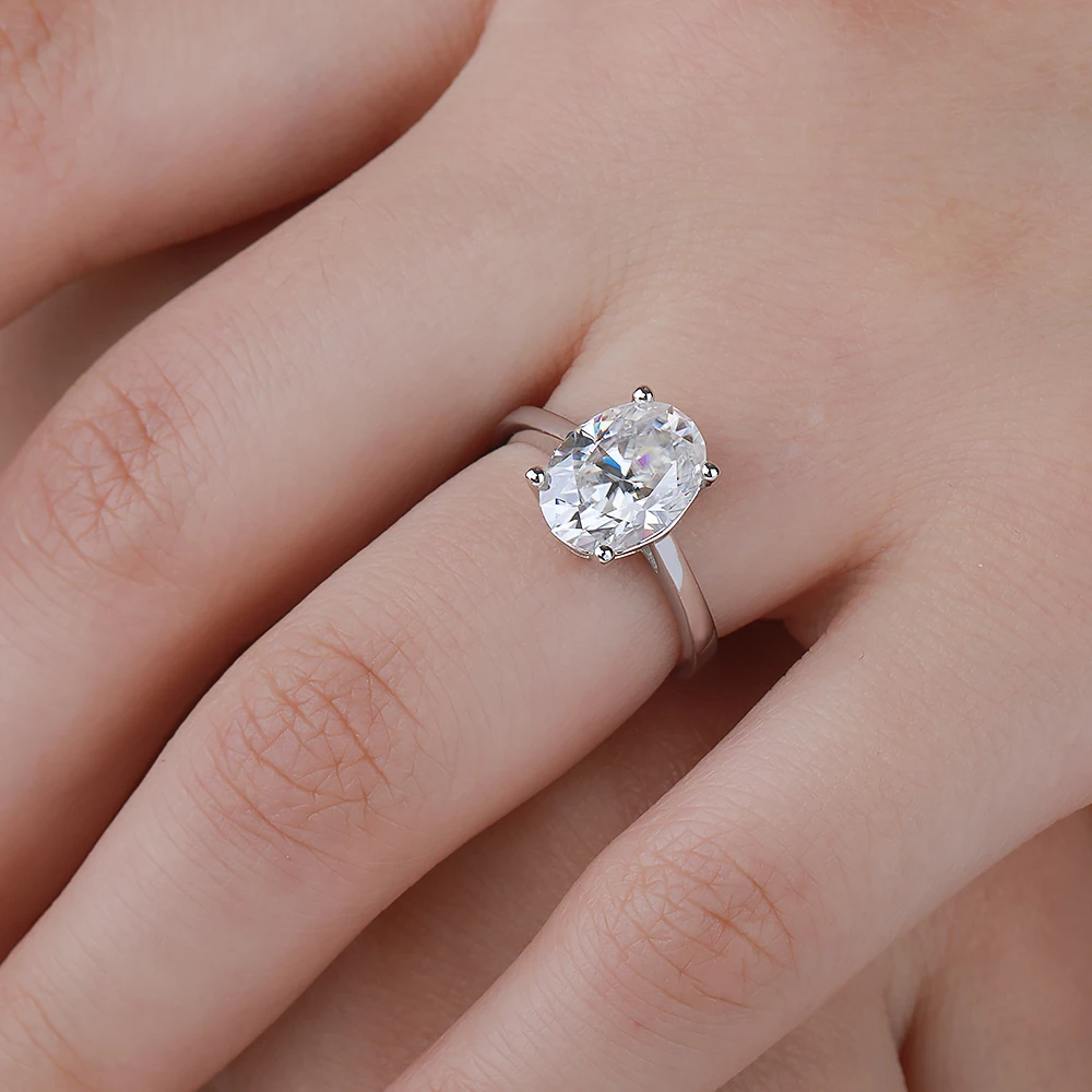 1-4CT owalne pierścionki Moissanite dla kobiet musujące diamenty 925 srebro zaręczynowy obrączka biżuteria z certyfikatem — zdjęcie 7