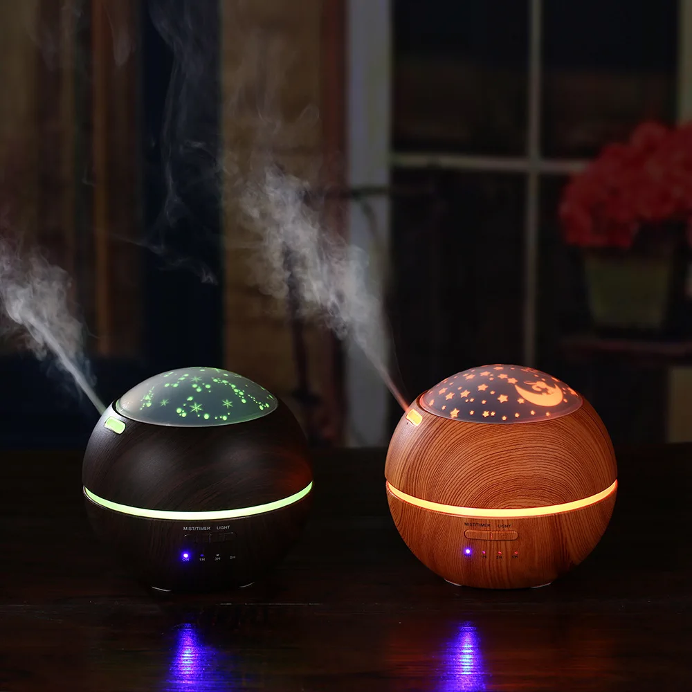

Cross-border light and shadow wood grain fragrance diffuser air humidifier with colorful lights ultrasonic atomizer essential oi