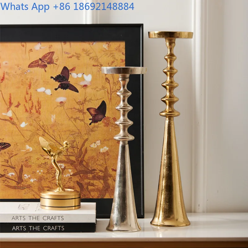 Indian Aluminum European Retro Gold Silver Black Tall Candle Holder Decoration for Showroom Restaurant Wedding Decoration