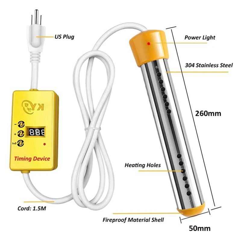 2X 2500W Electric Heater Boiler Water Heating Elements Portable Immersion Suspension Bathroom Swimming Pool EU Plug